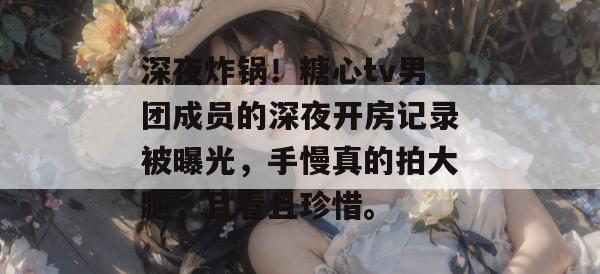 深夜炸锅！糖心tv男团成员的深夜开房记录被曝光，手慢真的拍大腿，且看且珍惜。