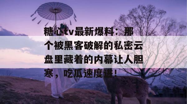 糖心tv最新爆料：那个被黑客破解的私密云盘里藏着的内幕让人胆寒，吃瓜速度进！